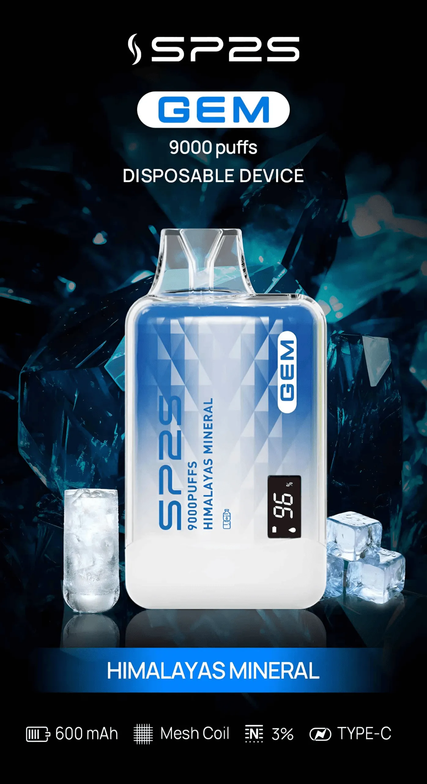SP2S 一次性/拋棄式電子煙 9000 口 喜馬拉雅冰礦